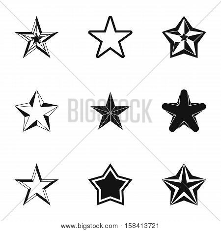 Types of stars icons set. Simple illustration of 9 types of stars vector icons for web