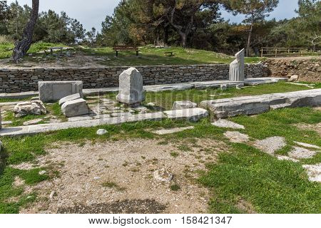 Amazing view of Ruins in Archaeological site of Aliki, Thassos island,  East Macedonia and Thrace, Greece