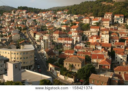 Sibenik / Tourist city by the Adratic sea - Sibenik, Croatia. The old stones, narrow street and stairs.
