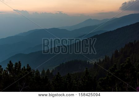 Sunset Landscape of nothen part of Pirin mountain near Sinanitsa peak,  Bulgaria