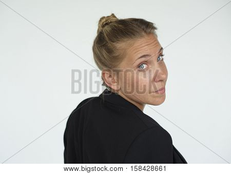 Woman Cheerful Studio Portrait Concept