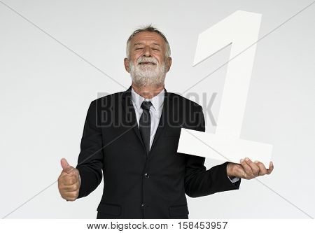 Businessman Smiling Happiness No.1 Leader Success Portrait Concept