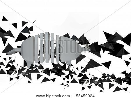 3D abstract ceramic armadillo, black and white