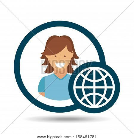 character girl globe social media concept vector illustration eps 10