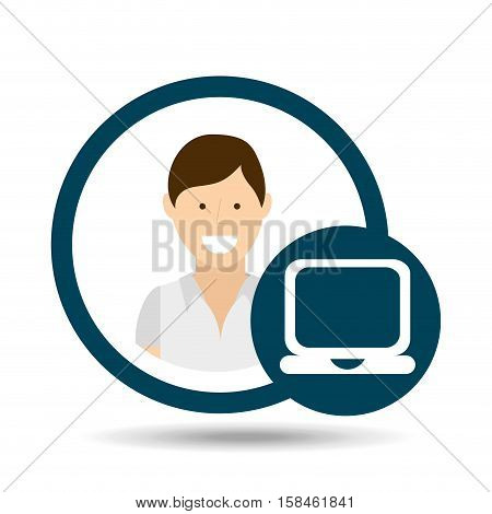 character social laptop media concept vector illustration eps 10