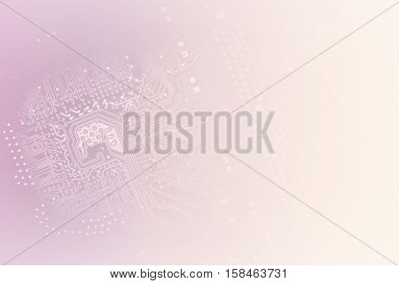 Closeup Of Computer Micro Circuit Board, Toned Into Violet Colors And Faded Into White At The Sides.