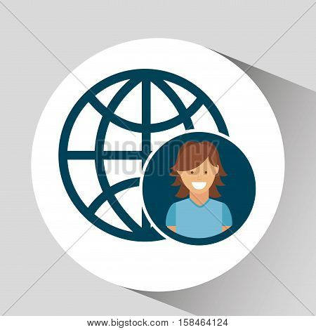 character girl globe social media concept vector illustration eps 10