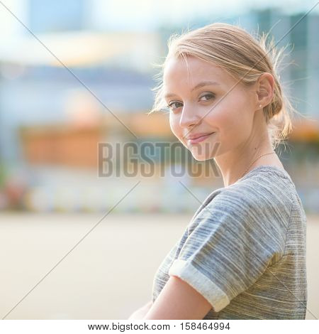 Girl Walking At La Defense In Paris
