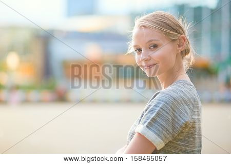 Girl Walking At La Defense In Paris