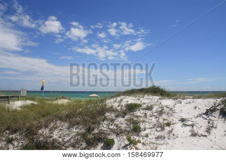Grayson State Park, Florida - June 23, 2016,  Gulf Dunes and Water Color Striation and Clouds