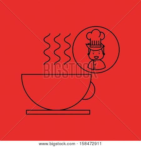 cartoon chef gourmet hot cup coffee vector illustration eps 10