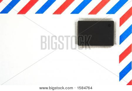 E-Concept envelop, Chip stempel, close-up