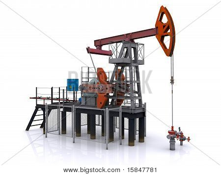 нефтяной насос Джек на белом фоне