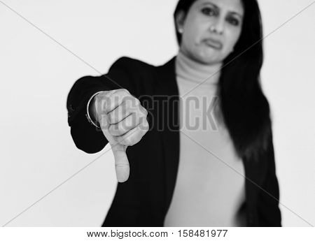 Woman Serious Studio Portrait Concept