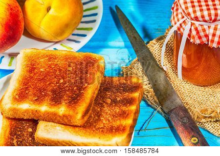 Homemade peach jam with your toast for breakfast