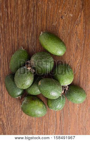 Feijoa Fruit On Wooden Background