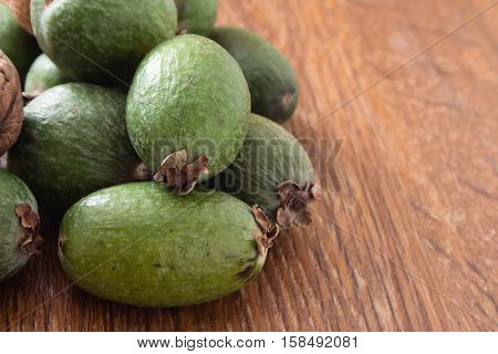 Feijoa Fruit On Wooden Background