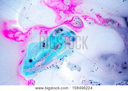 Explosion of colour after a bath bomb
