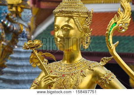 Mythical creature Kinari in the Royal Palace in Bangkok.
