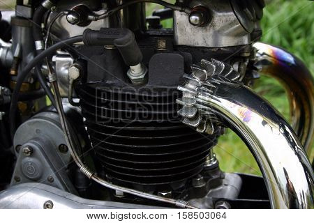 Triumph Tiger 1939 500cc Motorcycle. Photographed at Coleford Carnival of Transport, England. 12th April 2009. (close up cylinder block)