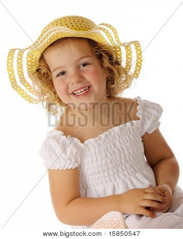 Kráska v žluté velikonoční Bonnet