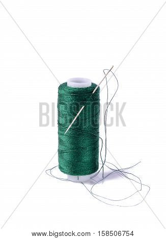 Colorful spools of thread on a white background. Colored thread for sewing