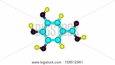 Gallic acid is a trihydroxybenzoic acid a type of phenolic acid found in gallnuts sumac witch hazel tea leaves oak bark and other plants. 3d illustration