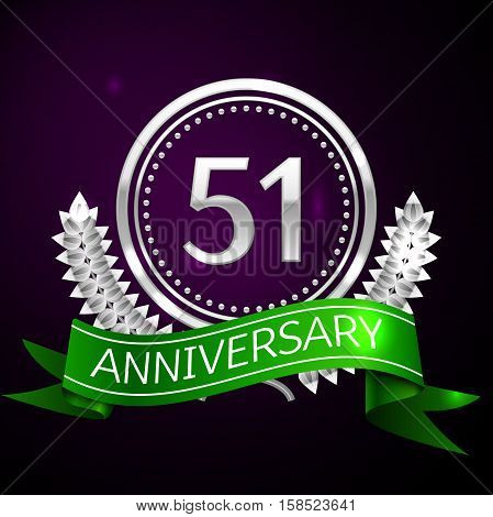 Fifty one years anniversary celebration with silver ring and ribbon.