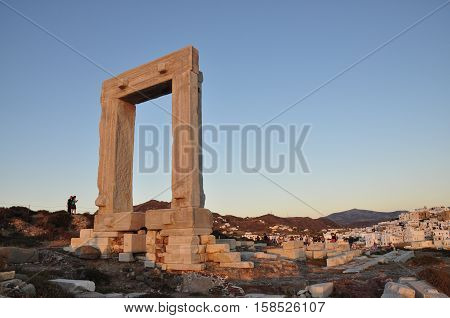 Portara gate in Naxos island in Greece