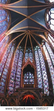 Stained Glass Windows Of The Choir In A Church, Sainte Chapelle, Notre Dame De Paris, Paris, France,