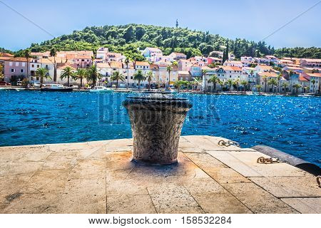 View at mediterranean scenery il town Korcula, Island Korcula, Croatia.