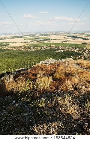 Rural landscape from the hill Zobor above the Nitra city Slovak republic. Vertical composition.