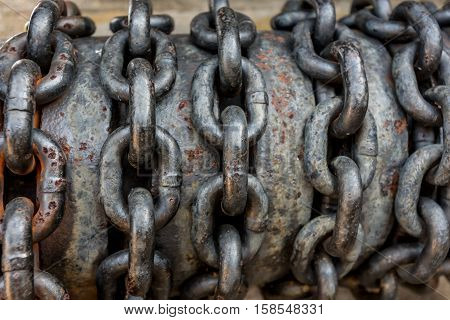 Rolled Up Chain of Thick Steel Links