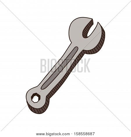 silver silhouette with metallic wrench vector illustration