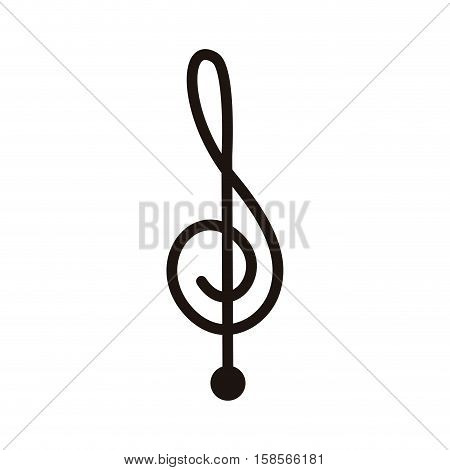 silhouette monochrome with sign music treble clef vector illustration