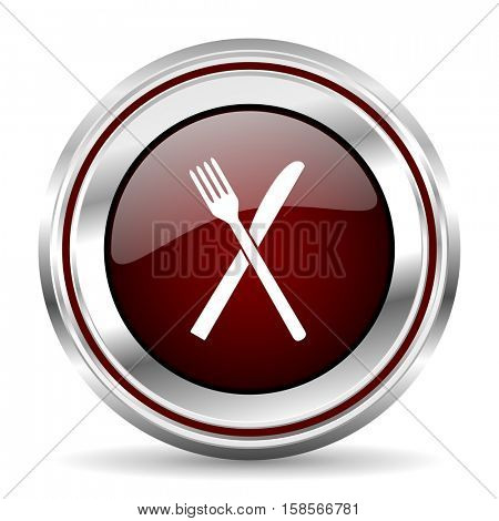 restaurant icon chrome border round web button silver metallic pushbutton