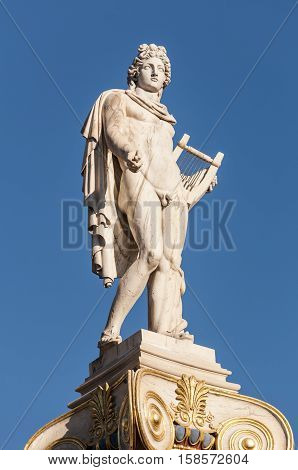 Apollo marble statue, athens, greece, downtown, murble