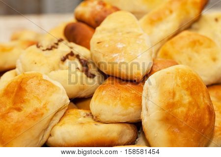 cooking delicious cakes at home. Floury products with filling.