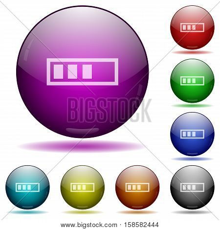 Progressbar color glass sphere buttons with shadows.