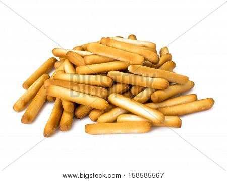 Crispy bread sticks with salt and spices. Studio Photo