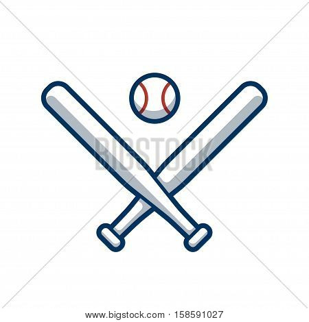 Two crossed baseball bats and baseball vector illustration. Sports team logo or game icon.