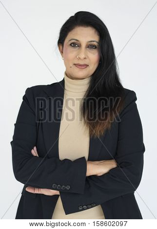 Woman Serious Studio Portrait 