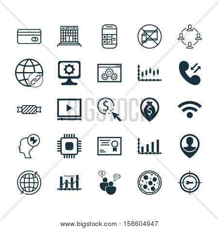 Set Of 25 Universal Editable Icons. Can Be Used For Web, Mobile And App Design. Includes Icons Such As Website Performance, Certificate, Human Mind And More.