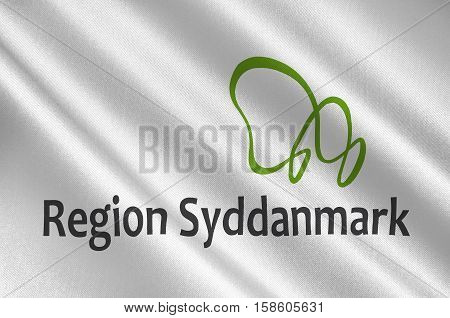 Flag of Southern Denmark Region. 3d illustration