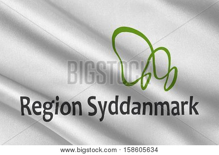 Flag of Southern Denmark Region. 3d illustration