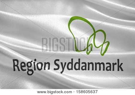 Flag of Southern Denmark Region. 3d illustration