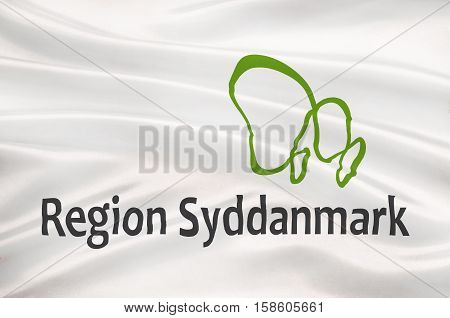 Flag of Southern Denmark Region. 3d illustration