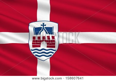 Flag of Faaborg-Midtfyn in Southern Denmark Region. 3d illustration