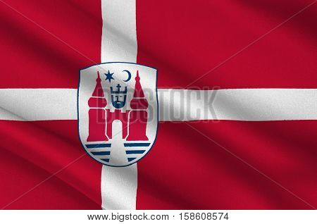 Flag of Nyborg in Southern Denmark Region. 3d illustration