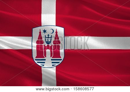 Flag of Nyborg in Southern Denmark Region. 3d illustration